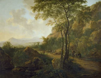 Paysage italianisant avec muletiers